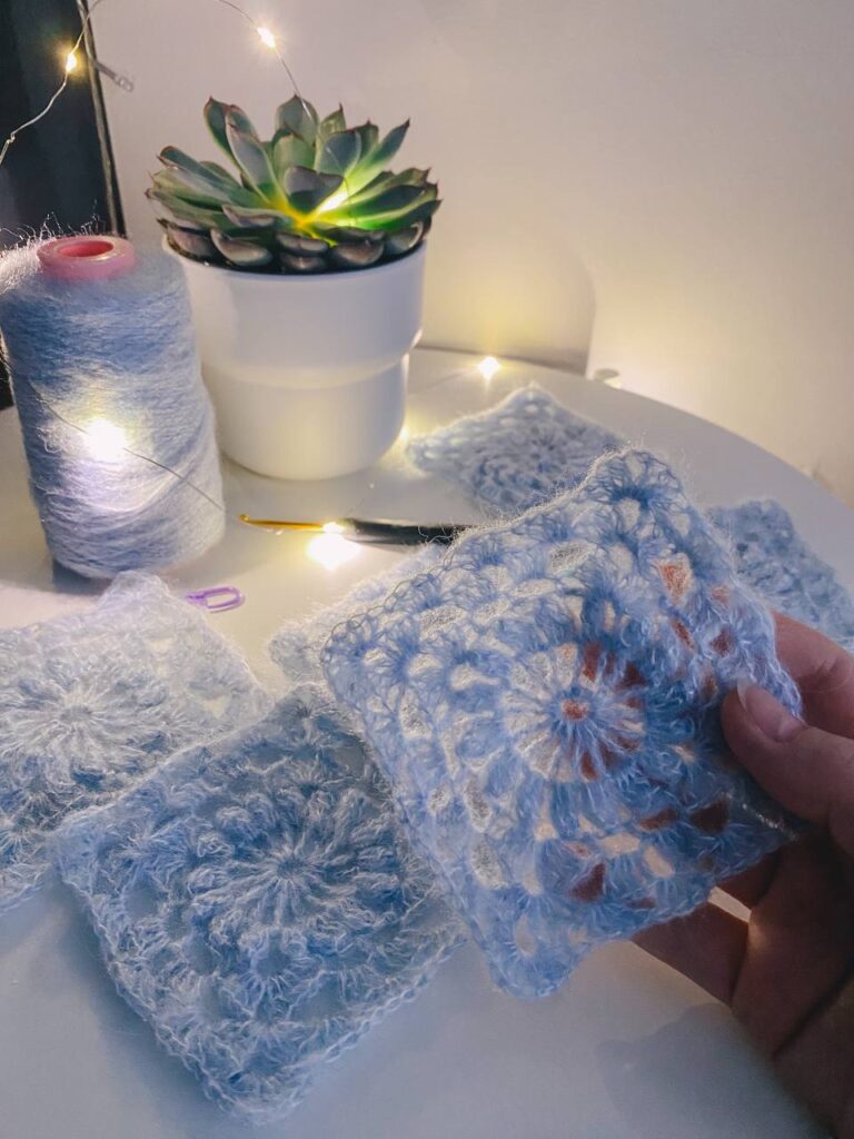 How to crochet square motif from mohair