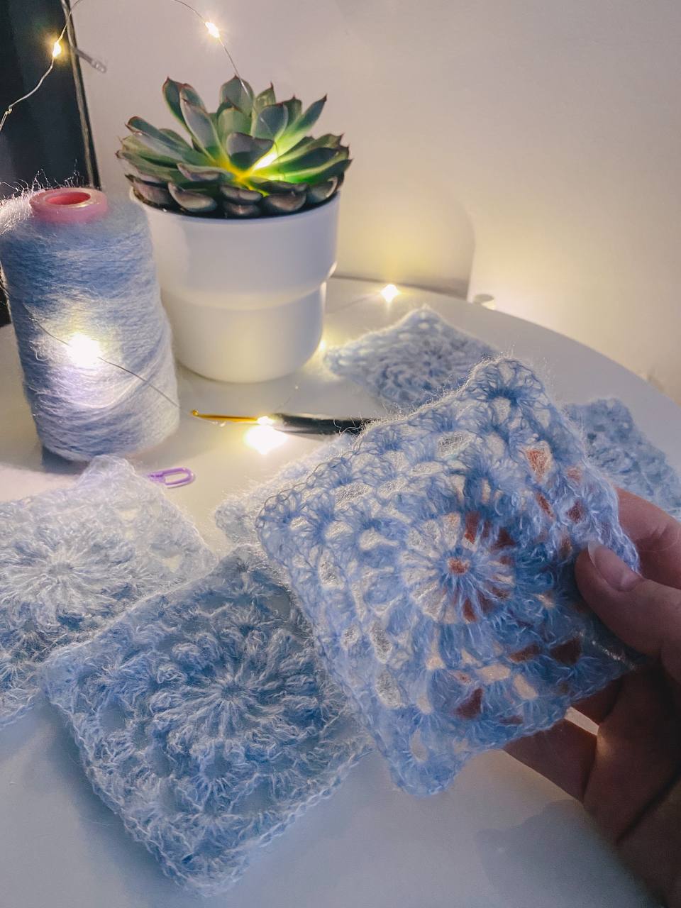 How to crochet square motif from mohair